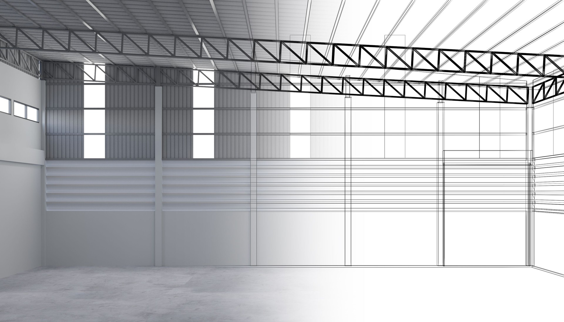 3d rendering of interior warehouse